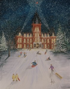 Sledding on Old Main